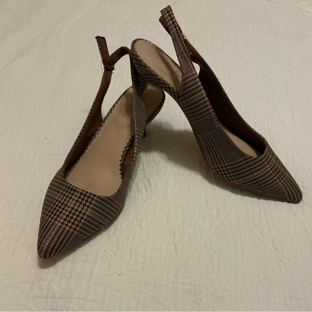 Rachel Zoe Brown Plaid Slingback Heels